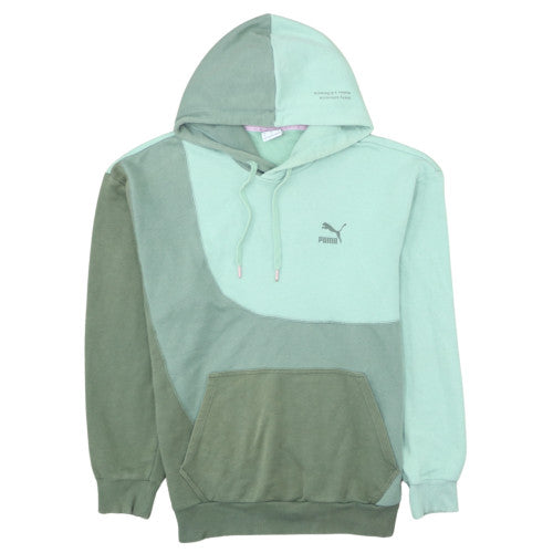 Puma Men's Green Colour Block Pullover Hoodie Size M