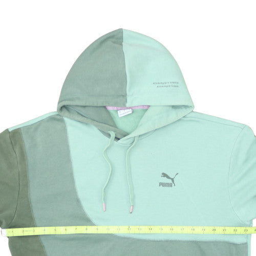 Puma Men's Green Colour Block Pullover Hoodie Size M