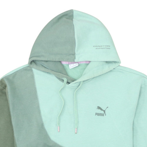 Puma Men's Green Colour Block Pullover Hoodie Size M