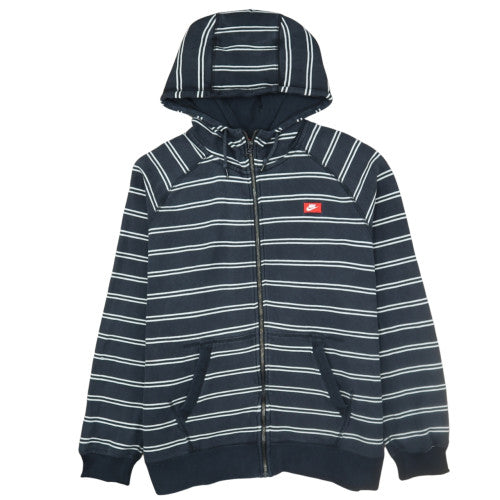 Nike Men's Navy Striped Full Zip Hoodie XXL Cotton Casual