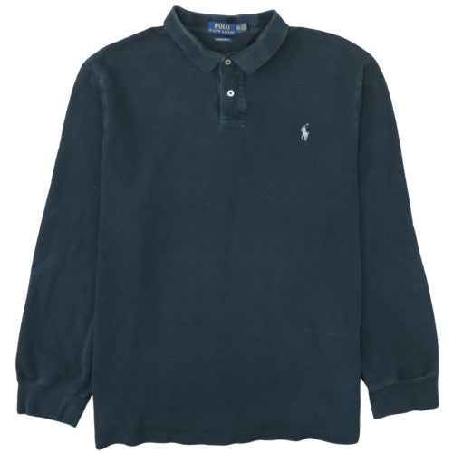 Ralph Lauren Men’s Blue Long Sleeve Cotton Button-Up Polo Shirt 2XL Slim Fit