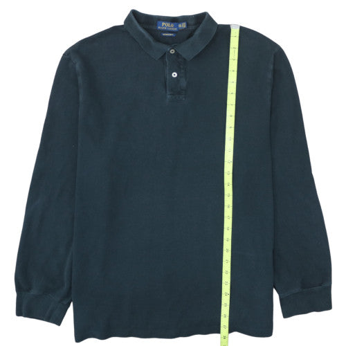 Ralph Lauren Men’s Blue Long Sleeve Cotton Button-Up Polo Shirt 2XL Slim Fit