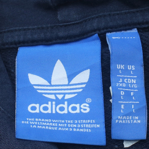 Adidas Men's Blue Full Zip Hoodie Size L Sports Fleece Sweatshirt