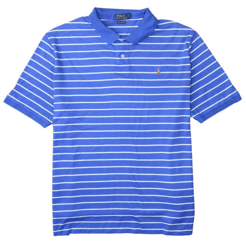 Ralph Lauren Men's Blue Striped Pima Cotton Polo Shirt 2XL