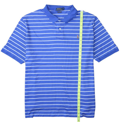 Ralph Lauren Men's Blue Striped Pima Cotton Polo Shirt 2XL