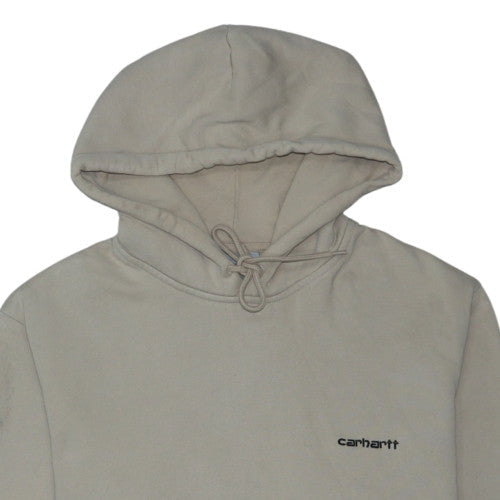 Carhartt Mens Beige XL Pullover Hoodie Embroidered Logo Fleece