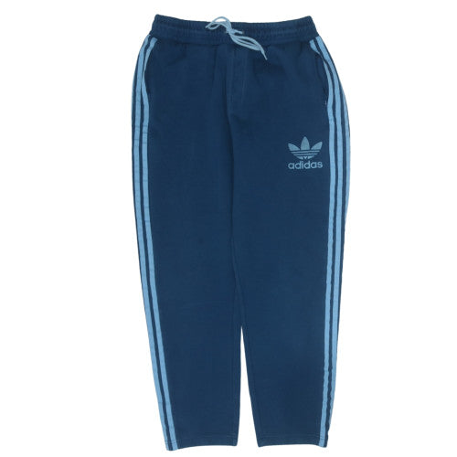 adidas Men Blue L Track Pants with Side Stripes and Drawstring Waist