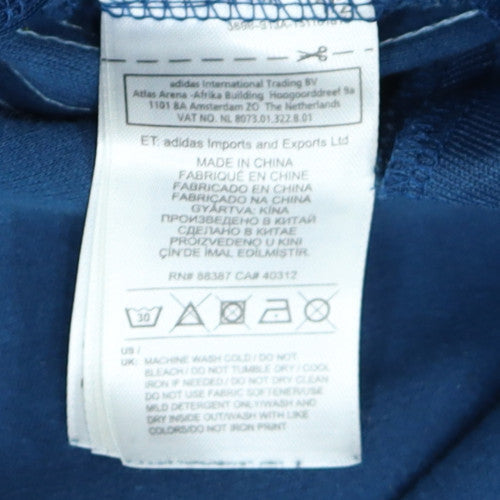 adidas Men Blue L Track Pants with Side Stripes and Drawstring Waist