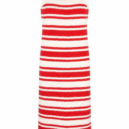 Marks and Spencer Women’s Red White Striped Sleeveless Knitted Midi Dress XS