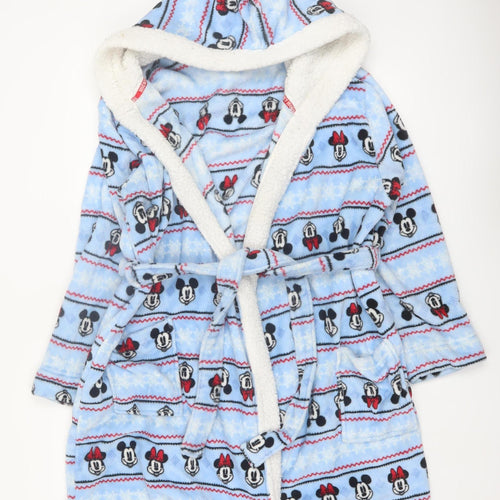 George Disney Blue Fleece Mickey & Minnie Hooded Robe L Women