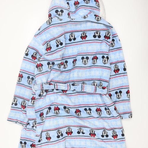 George Disney Blue Fleece Mickey & Minnie Hooded Robe L Women
