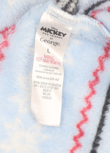 George Disney Blue Fleece Mickey & Minnie Hooded Robe L Women