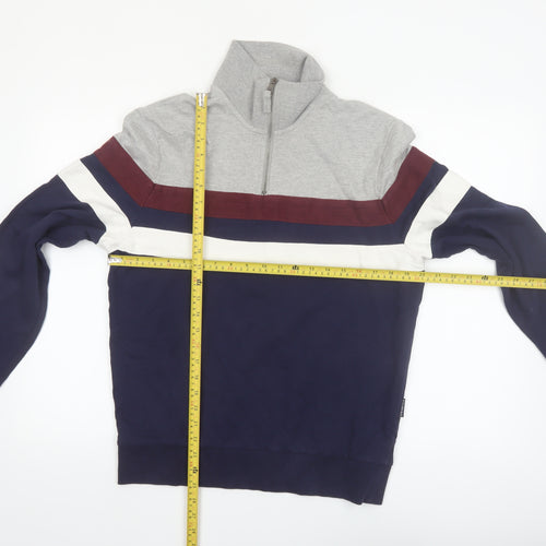 Springfield Men's Multicoloured 1/2 Zip Striped Sweatshirt M