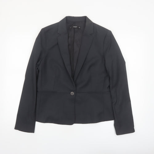 Mango Women Black Tailored Single-Breasted Blazer Size 14