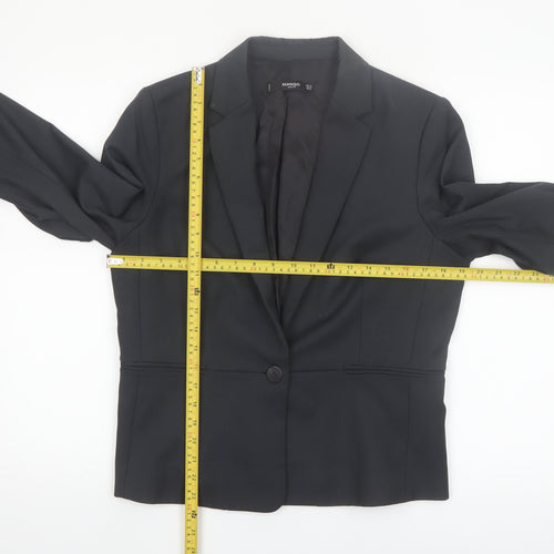 Mango Women Black Tailored Single-Breasted Blazer Size 14