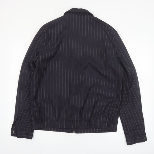 Topman Men's Black Pinstripe Zip-Up Jacket M Regular Fit