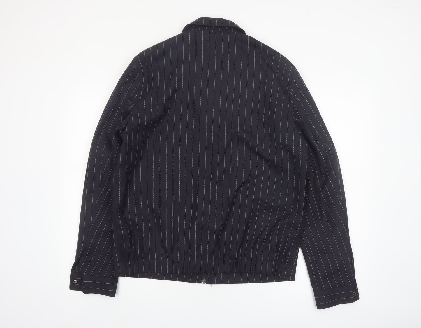 Topman Men's Black Pinstripe Zip-Up Jacket M Regular Fit