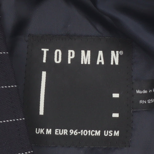 Topman Men's Black Pinstripe Zip-Up Jacket M Regular Fit