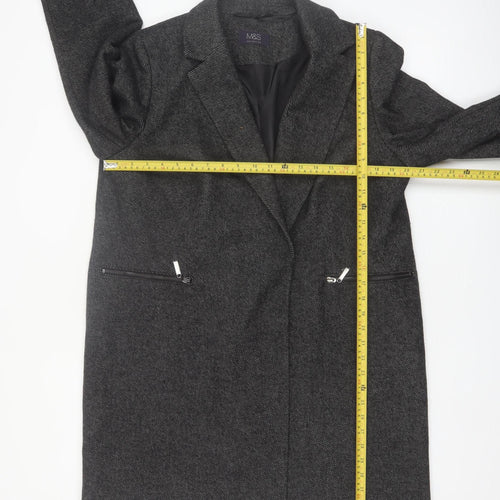 Marks and Spencer Womens Grey Wool Blend Long Overcoat Size 16