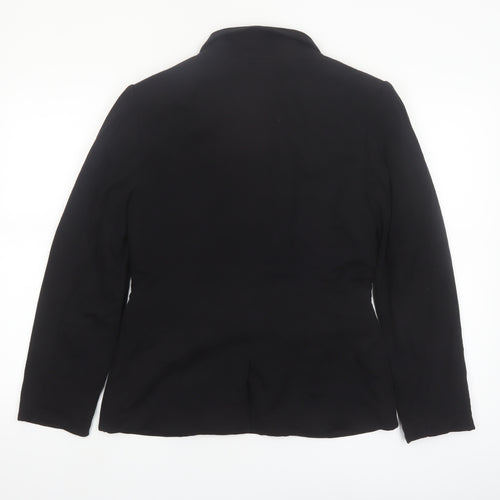 H&M Women Black Tailored Notch Lapel One-Button Blazer UK 12