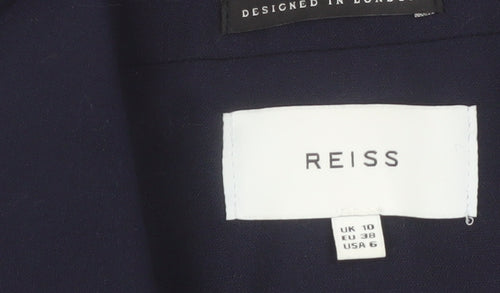Reiss Women Blue Wool Blend Tailored One-Button Blazer UK 10