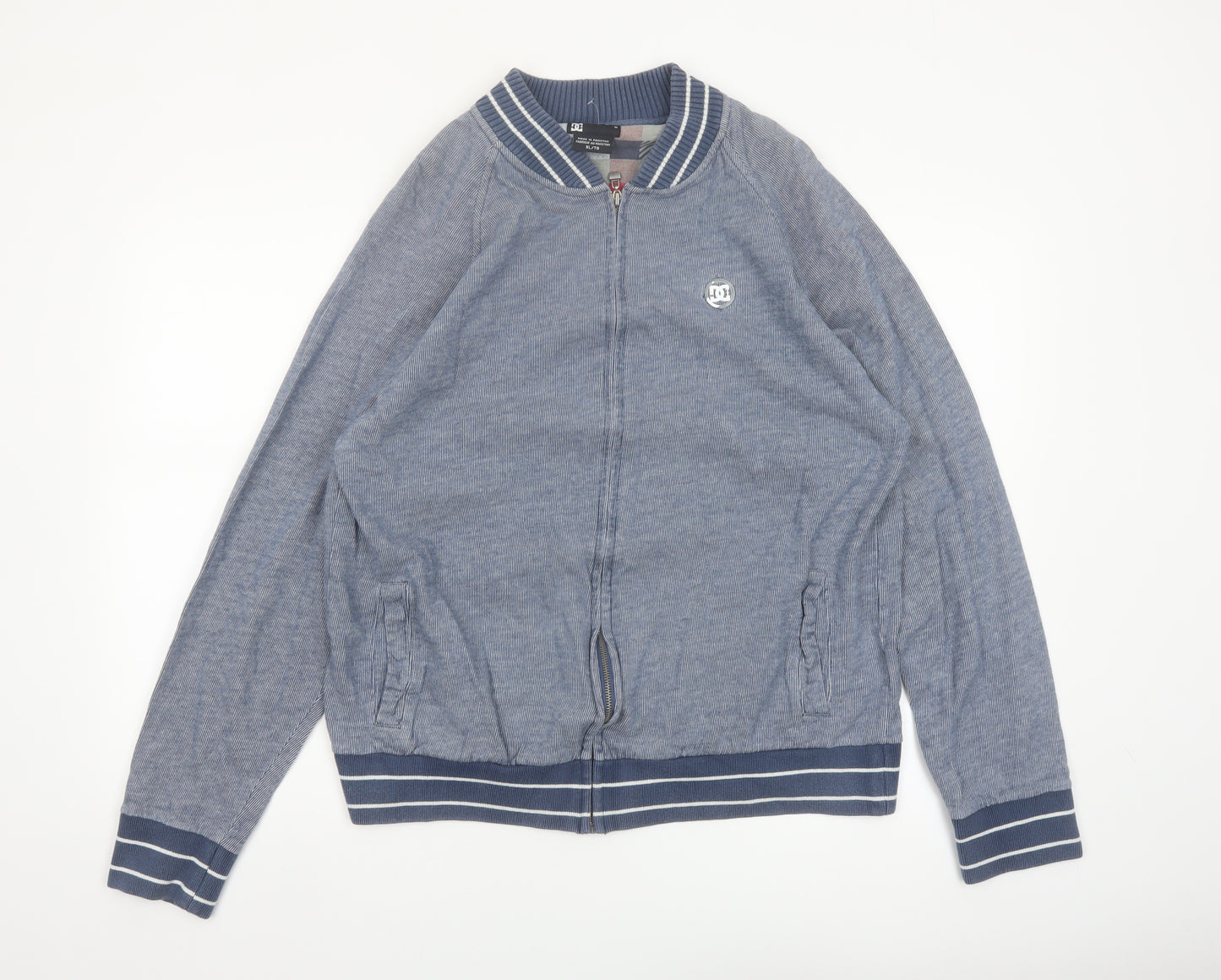 DC Men's Blue XL Bomber Jacket Cotton Full Zip Casual Style