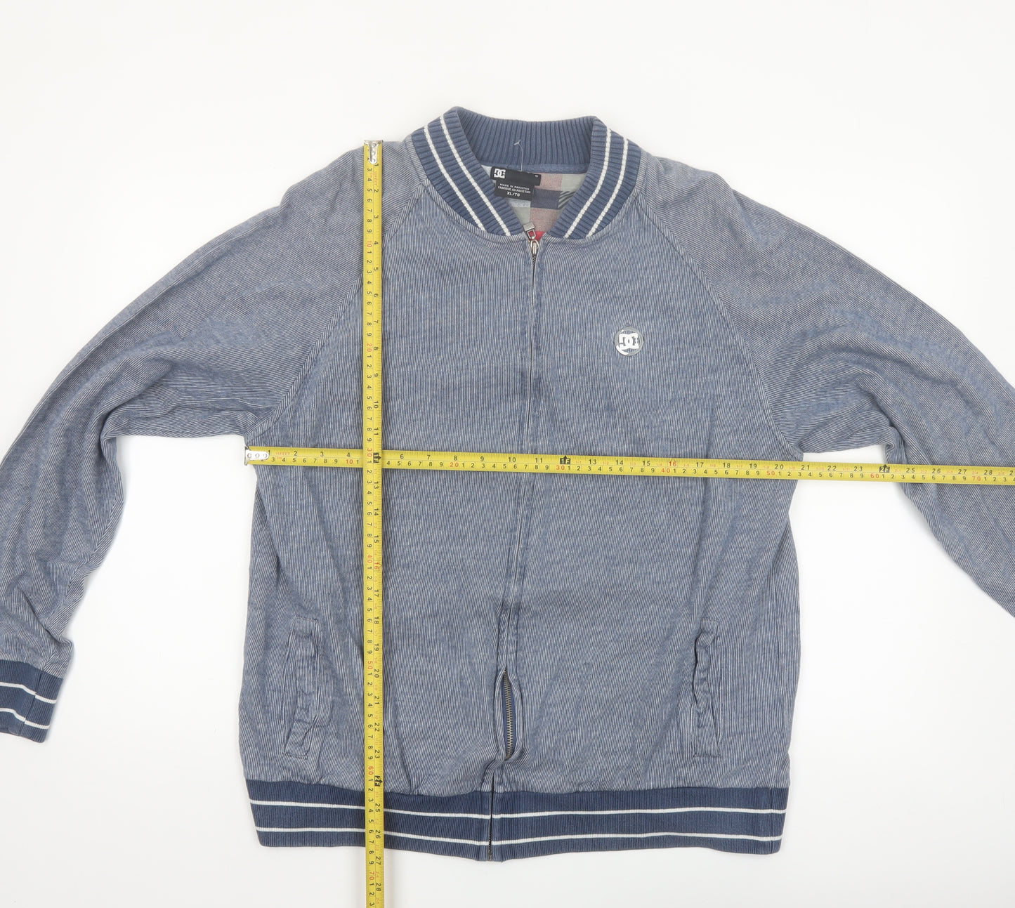 DC Men's Blue XL Bomber Jacket Cotton Full Zip Casual Style