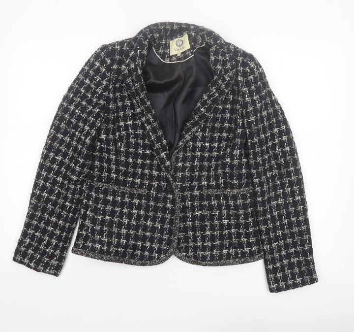 Viyella Women's Black Tweed Blazer Size 8 Classic Lined Jacket