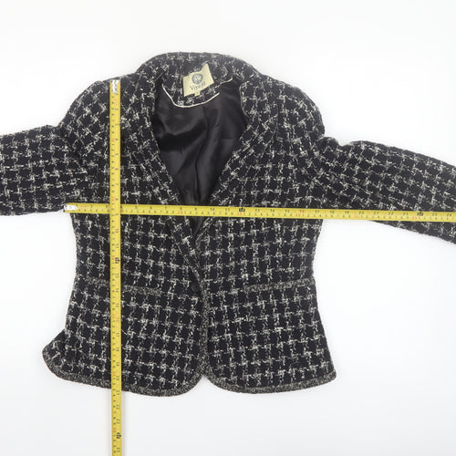 Viyella Women's Black Tweed Blazer Size 8 Classic Lined Jacket