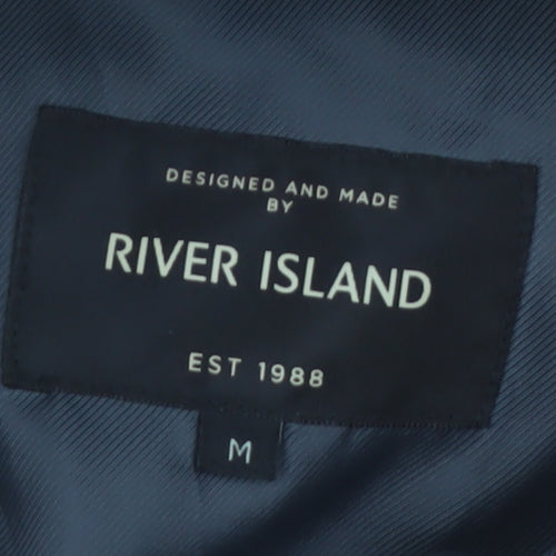 River Island Men's Brown Wool Blend Overcoat M Regular Fit