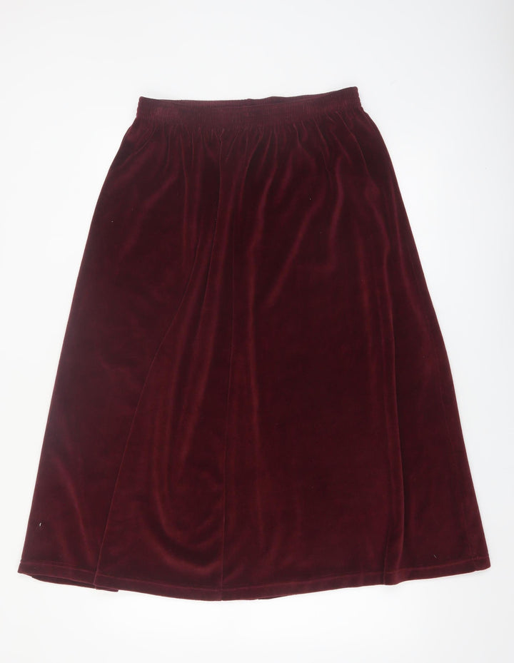 Damart Women's Red Velvet A-Line Midi Skirt Size 16