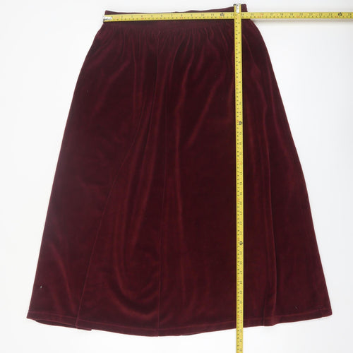 Damart Women's Red Velvet A-Line Midi Skirt Size 16