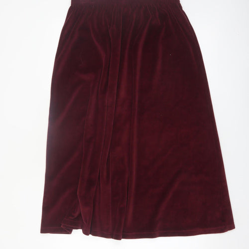 Damart Women's Red Velvet A-Line Midi Skirt Size 16