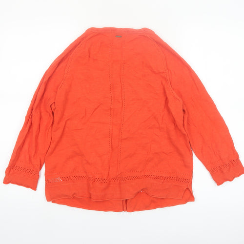 White Stuff Women's Orange Cotton 3/4 Sleeve Cardigan UK 14