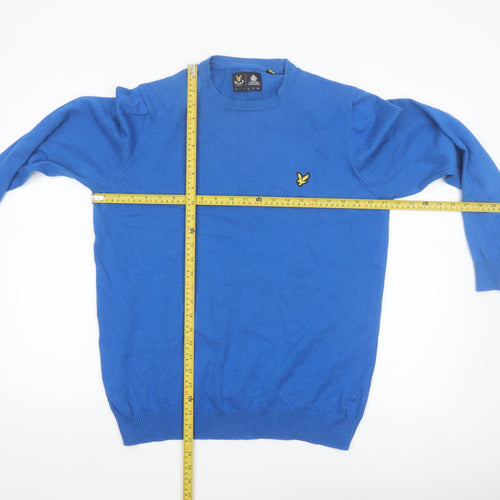 Lyle & Scott Men's Blue Merino Wool Cotton Crew Neck Pullover L Jumper