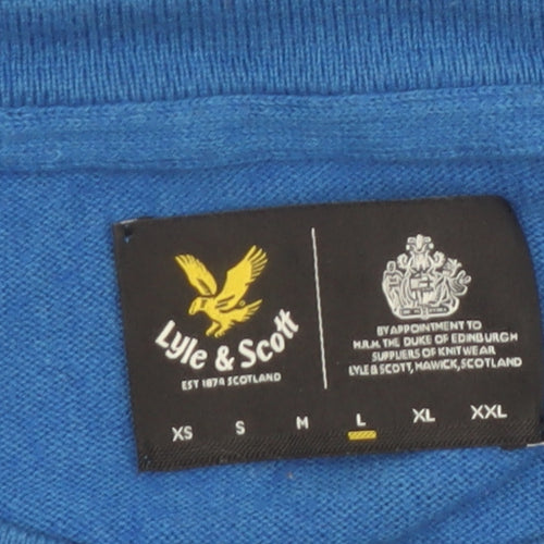 Lyle & Scott Men's Blue Merino Wool Cotton Crew Neck Pullover L Jumper