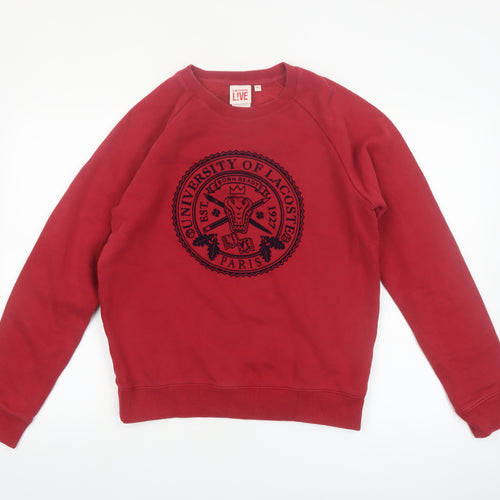 Lacoste LIVE Men's Red Crew Neck Pullover Sweatshirt M Logo Paris