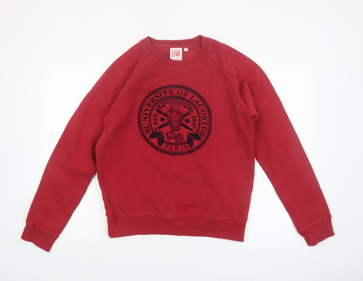 Lacoste LIVE Men's Red Crew Neck Pullover Sweatshirt M Logo Paris