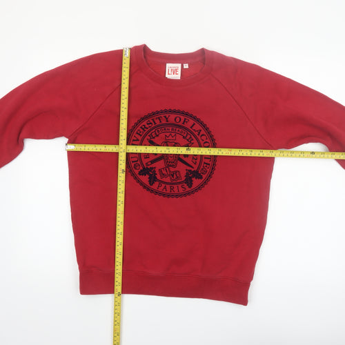 Lacoste LIVE Men's Red Crew Neck Pullover Sweatshirt M Logo Paris