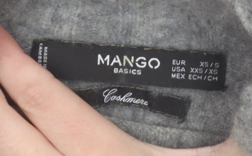 Mango Women Grey Cashmere Mock Neck Ribbed Jumper XS