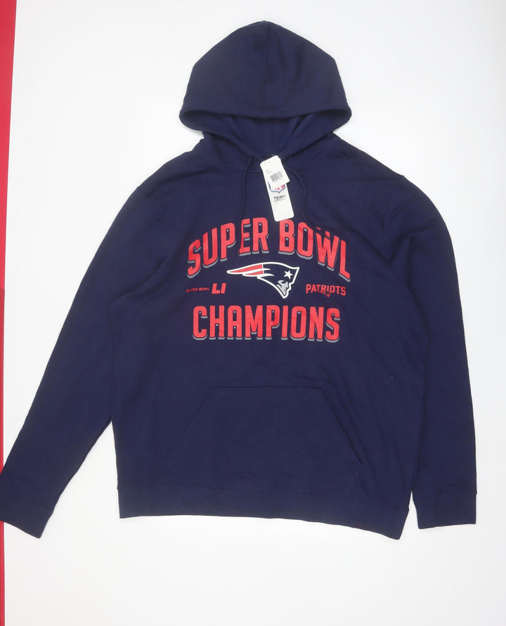 NFL Team Apparel Men's Blue XL Pullover Hoodie Super Bowl Champions