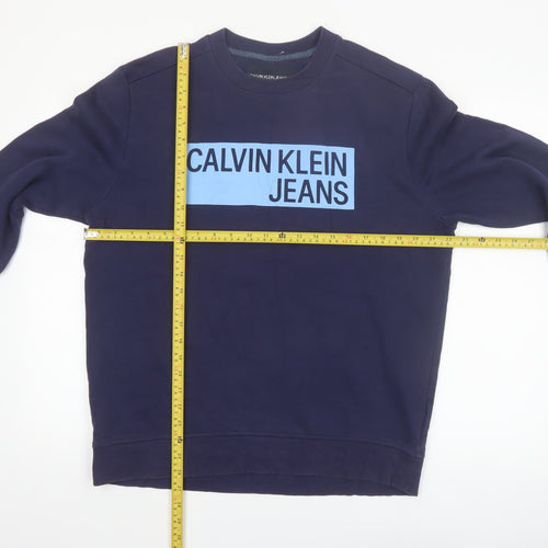 Calvin Klein Jeans Men's Blue Logo Pullover Sweatshirt Size L