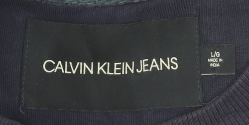 Calvin Klein Jeans Men's Blue Logo Pullover Sweatshirt Size L