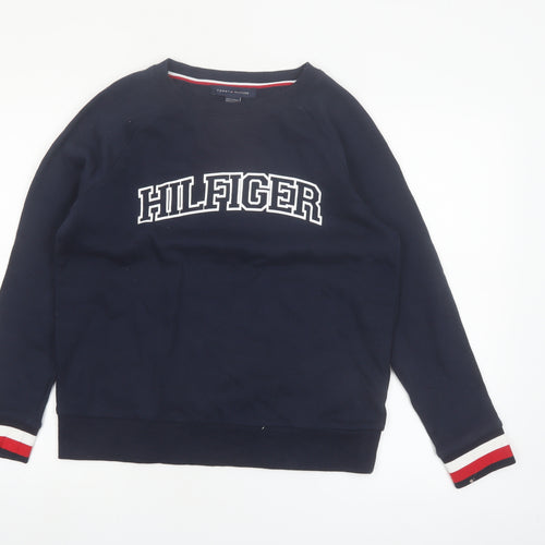 Tommy Hilfiger Womens Navy Blue Cotton Blend Pullover Sweatshirt M