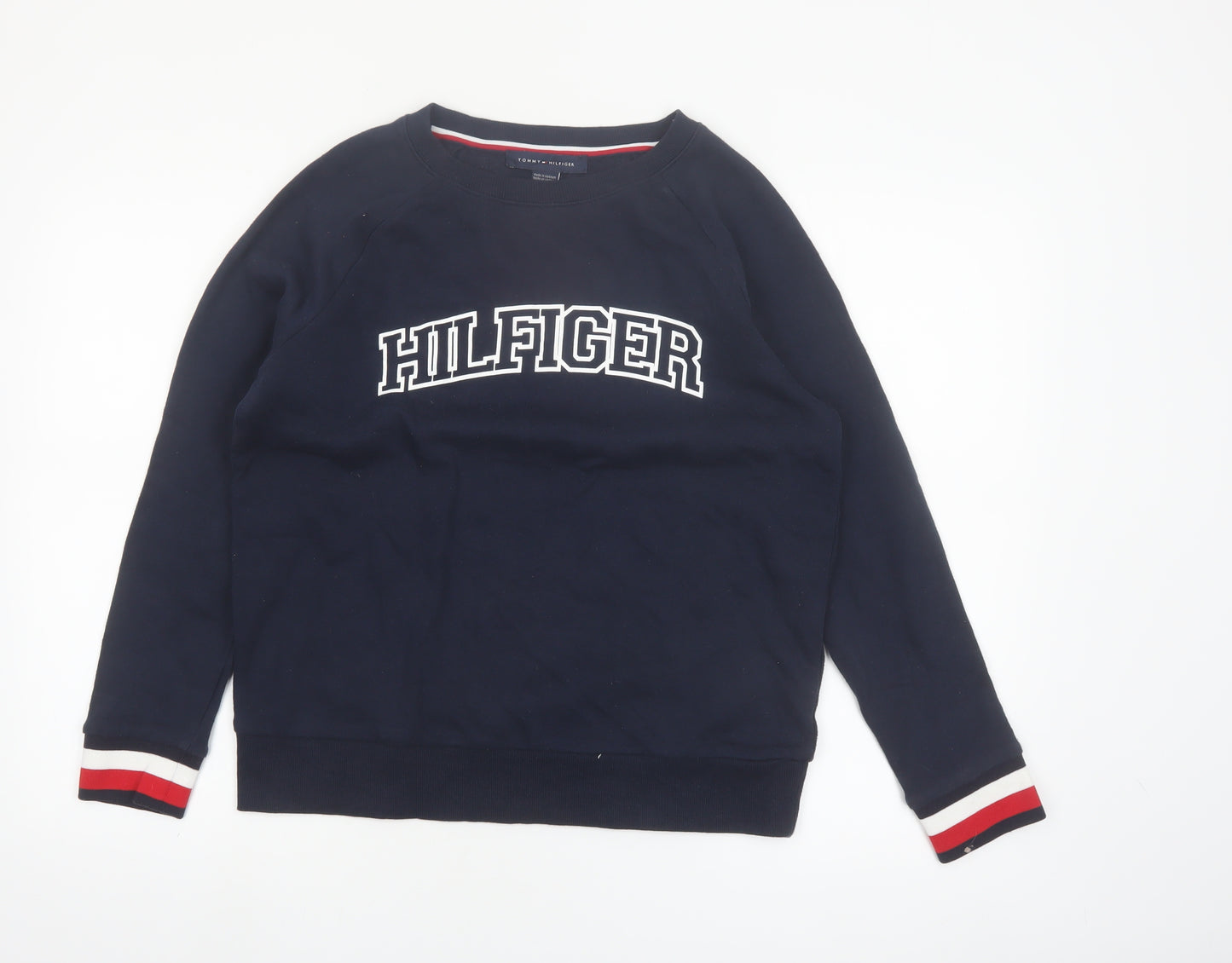 Tommy Hilfiger Womens Navy Blue Cotton Blend Pullover Sweatshirt M