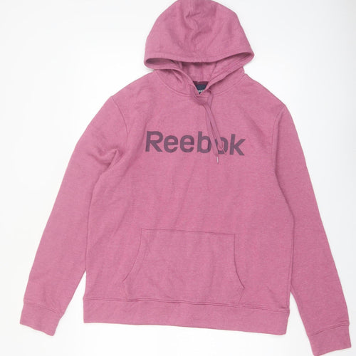 Reebok Women’s Pink Hoodie L Cotton Blend Pullover Sweatshirt