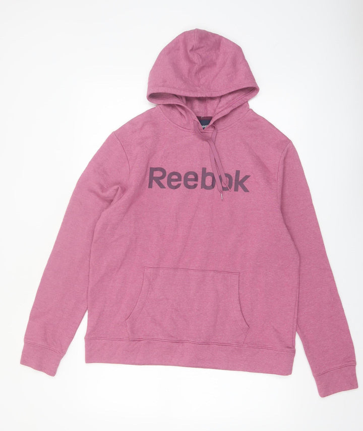 Reebok Women’s Pink Hoodie L Cotton Blend Pullover Sweatshirt