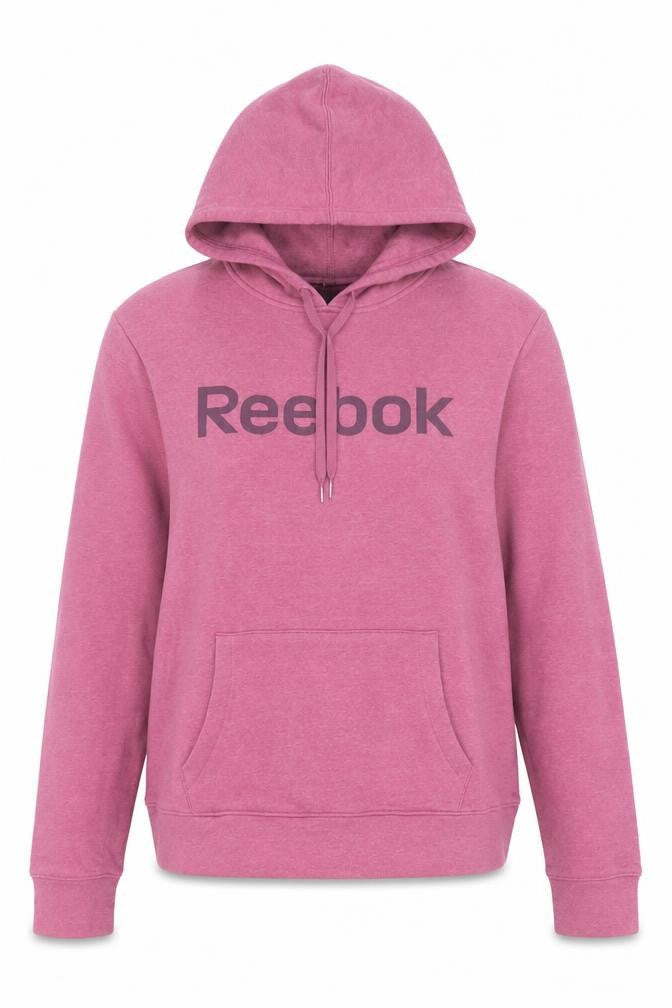 Front view of Reebok Women’s Pink Hoodie L Cotton Blend Pullover Sweatshirt
