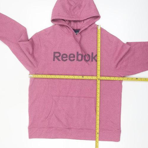 Reebok Women’s Pink Hoodie L Cotton Blend Pullover Sweatshirt