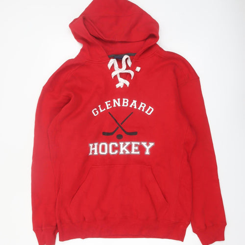 J-America Men's Red Glenbard Hockey Pullover Hoodie Size M
